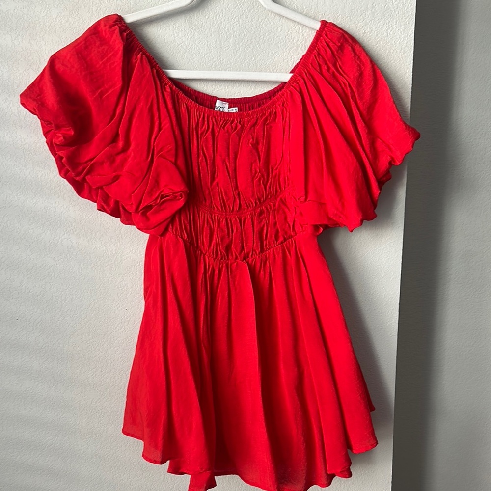 Red off the shoulder princess polly dress